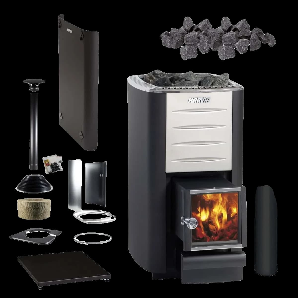 Harvia M3 SL Wood Fired Stove + Chimney Kit (Heater Kit) — heater kit